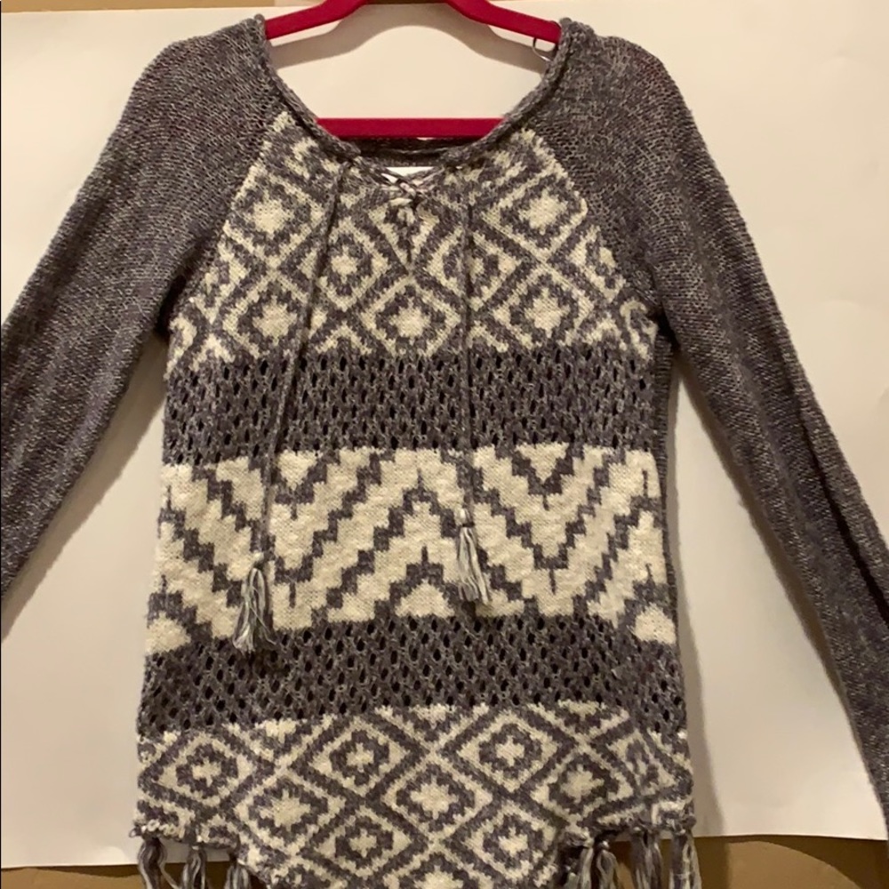 Grey and white girls sweater